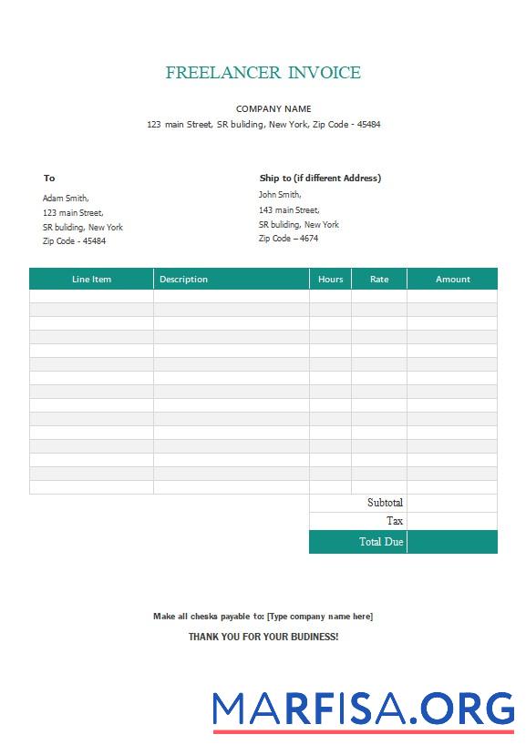 Blank Freelancer Invoice Template